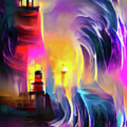 Lighthouse 02 Huge Waves Art Print