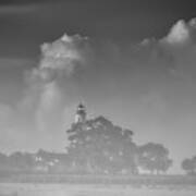 Lighthouse Draped In Fog Art Print