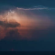 Lightnings Over The Sea At Night - Sicily Art Print