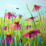 Little Ballerinas - Cone Flowers Painting Art Print