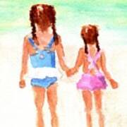 Little Girls At The Beach Art Print