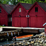 Little Red Fishing Huts Art Print