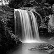 Looking Glass Falls In Black And White Art Print