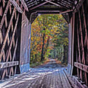 Looking Out Of The Pier Covered Bridge In The Fall Newport Nh Art Print