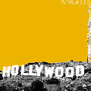 Los Angeles Skyline Hollywood - Gold Art Print