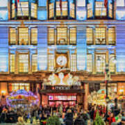Macy's Herald Square Store with Holiday Shoppers in New York Cit by David  Oppenheimer