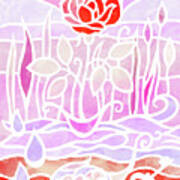 Magic Rose Garden Batik In Pink Red And Purple Art Print