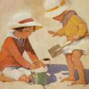 Making Sandcastles From Good Housekeeping 1920s Art Print