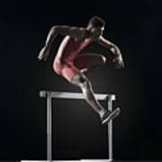 Male Athlete Cearling Hurdle Art Print