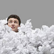 Man Buried In Crumpled Paper Art Print