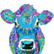 Mandala Blue Moo - Jersey Cow Art - Sharon Cummings Art Print