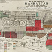 Manhattan And Part Of The Bronx New York Vintage Map 1920 Art Print