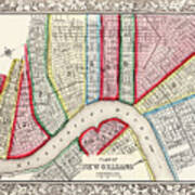 Map Of New Orleans 1863 Art Print