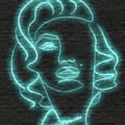 Marilyn Monroe Neon Portrait - 2 Art Print