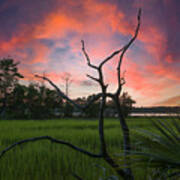 Marsh Sunset Over The Wando River - What A Sky Art Print