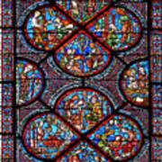Medieval Windows Cathedral Of Chartres Dedicated To  St Nicholas Art Print