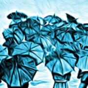 Melting Umbrellas Art Print