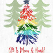 Merry And Bright Rainbow Christmas- Art By Linda Woods Art Print
