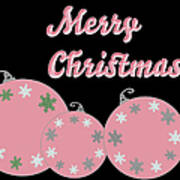 Merry Christmas In Pink Silver And Black Art Print