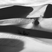 Lone Hiker On Dunes Bw Art Print
