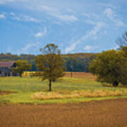 Metal Barn Sitting In The Missouri Countryside Art Print