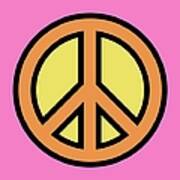 Mod Peace Symbol On Pink Art Print