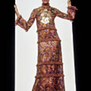 Model Charlene Dash Wearing A Tiered Metallic Dress Art Print