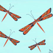 Monarch Dragonflies Art Print