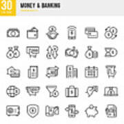 Money & Banking - Set Of Line Vector Icons Art Print