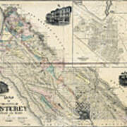 Monterey County California Vintage Map 1877 Art Print