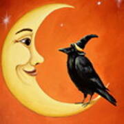 Moon And Crow Art Print