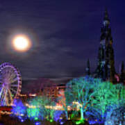 Moon Halo Over Edinburgh, Scotland Art Print