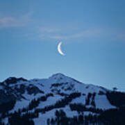 Moon Rising Over Whistler Blackcomb Art Print