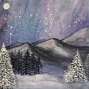 Moonlit Mountains Art Print