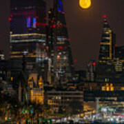 Moonrise In London On A Lonely Night. Art Print