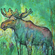 Moose in the woods Art Print