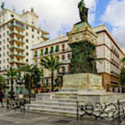Moret Monument An Fenix Building In San Juan De Dios Square Cadiz Andalusia Art Print