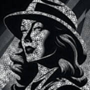Mosaic Retro Film Noir Portrait - 02688 Art Print