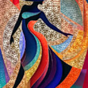 Mosaic Style Abstract Dancer Portrait - 01875 Art Print