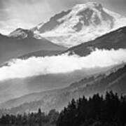 Mount Baker In Black And White Art Print