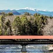 Mt Washington Over The Saco River Covered Bridge Art Print