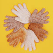 Multicultural Hands Circle Concept Made From Bread Art Print