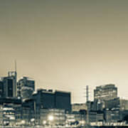 Nashville's Music City Skyline Panorama At Dawn In Sepia Art Print