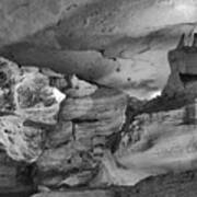 Natural Cave Entrance To Carlsbad Caverns Black And White Art Print