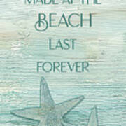 Nautical Ocean Beach Life - Starfish Memories At Beach Art Print