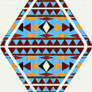 Navajo Blue Pattern Art Art Print