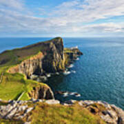 Neist Point And Lighthouse, Isle Of Skye, Scotland Art Print