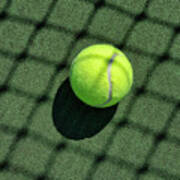 Net Shadows On Tennis Court And Tennis Ball Art Print