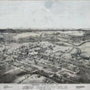 New Braunfels Texas Vintage Map Birds Eye View 1881 Art Print