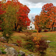 New Hampshire Church Far Afield In Autumn Art Print